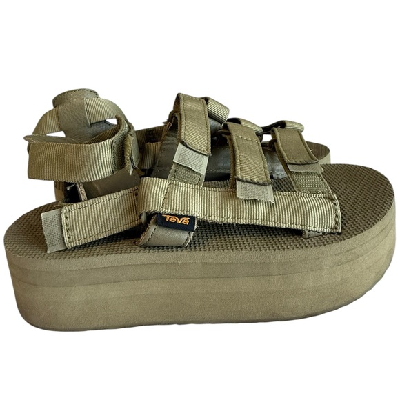 Teva Flatform Mevia Olive Green Women's 8 Platform Summer Festival - Picture 2 of 16
